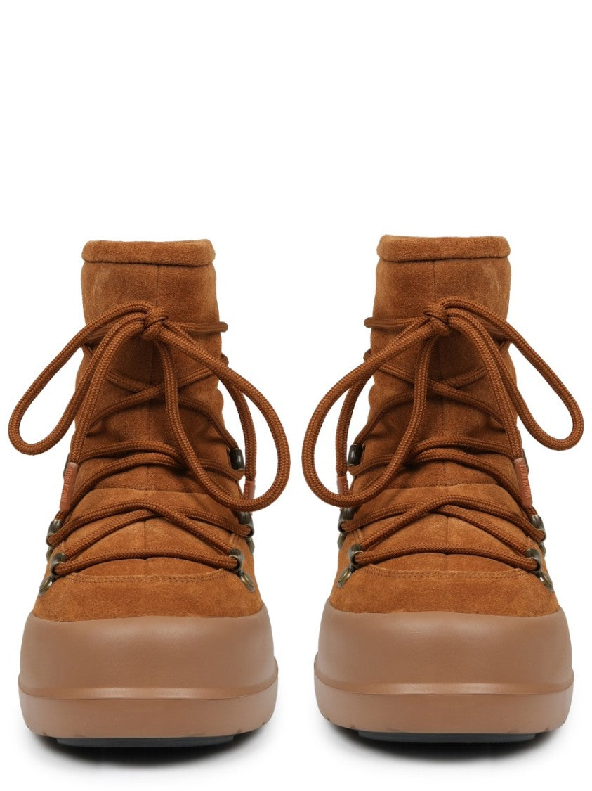 Moon Boot Mid-Height Brown Suede Boots With Rugged Sole
