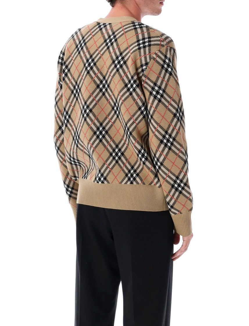 Burberry Button-Up Cardigan With Classic Checkered Pattern