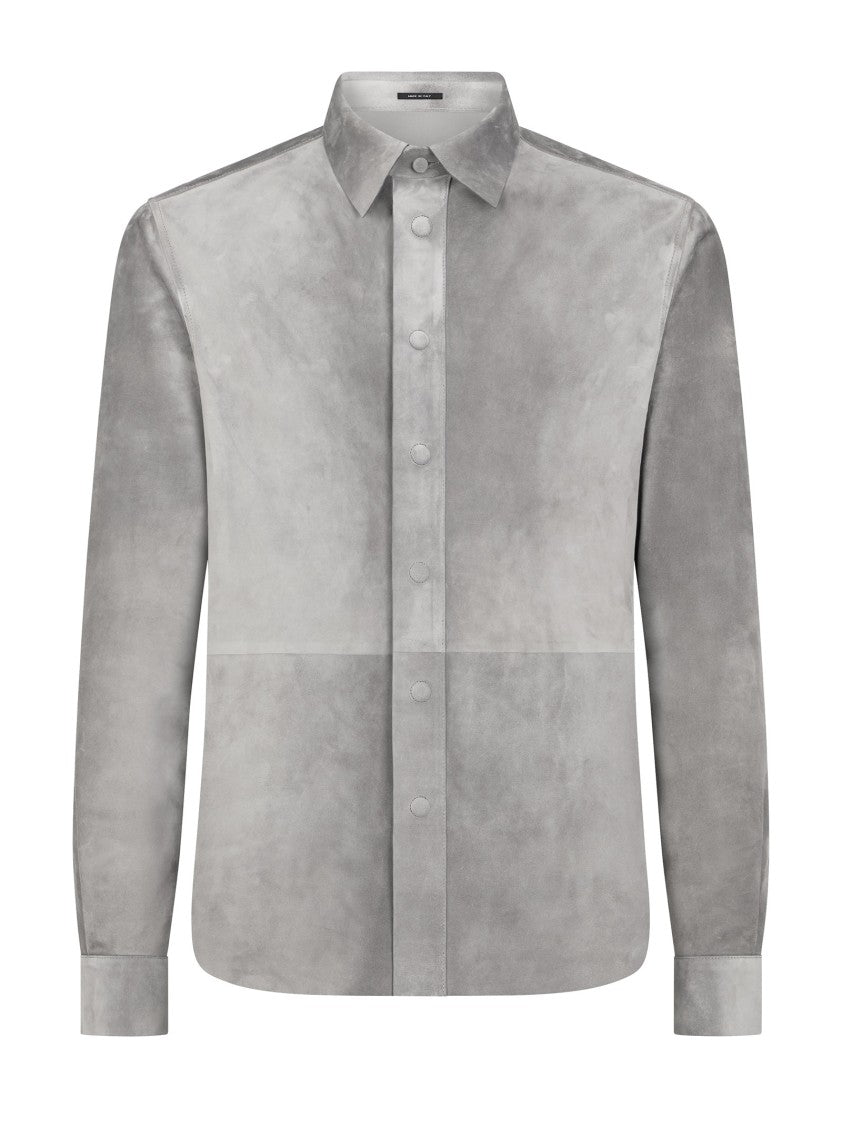 Tom Ford Light Grey Suede Cashmere Shirt