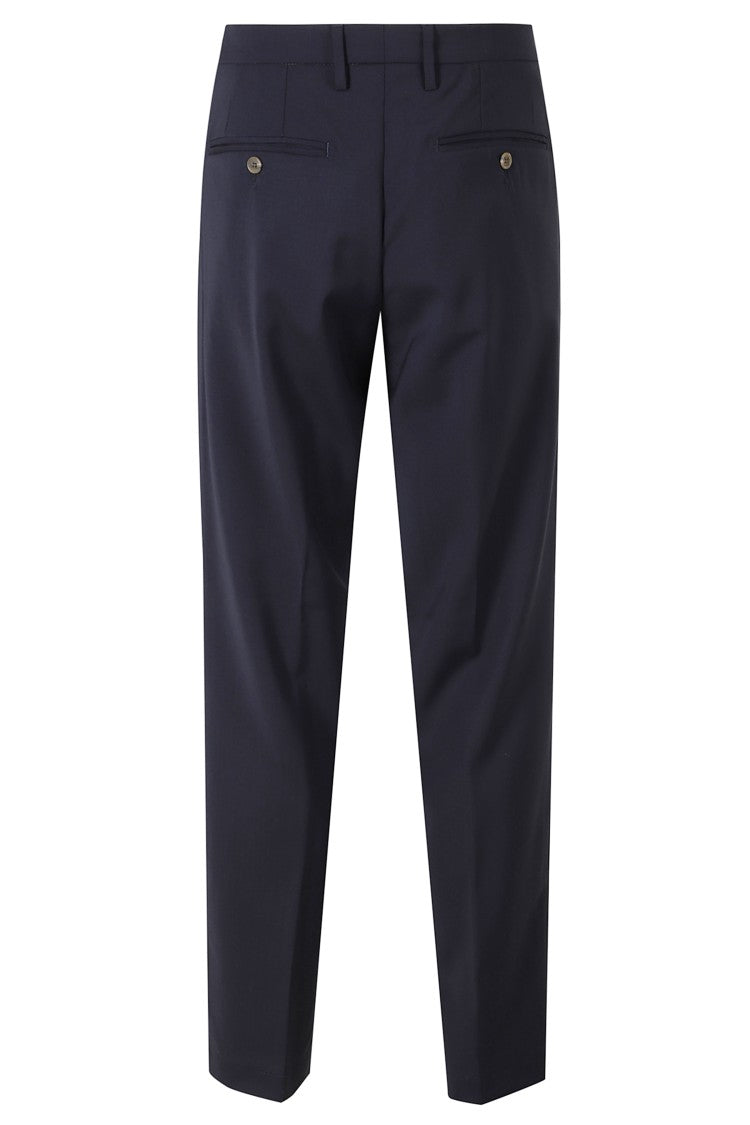 Myths Midnight Blue Zeus Darts Waist Loops Wool Trousers