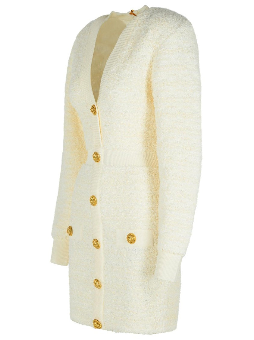 Balmain White Wool Blend Dress