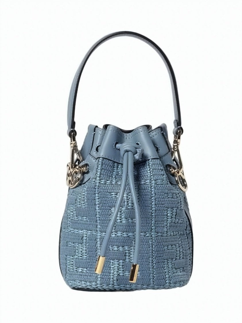 Fendi Textured Bucket Shoulder Bag With Drawstring Closure