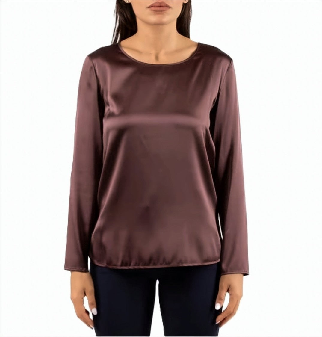 Max Mara Bordeaux Silk Blend Long-Sleeved Top