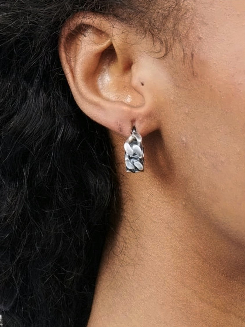 Mm6 By Maison Margiela Sculptural Hoop Earrings With Textured Finish