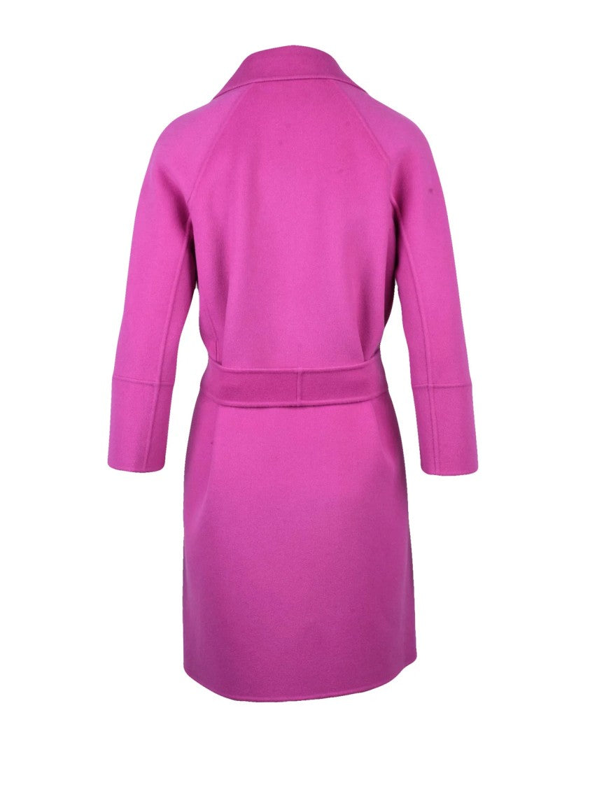 Max Mara Mid-Length Belted Wool Coat With Three-Quarter Sleeves