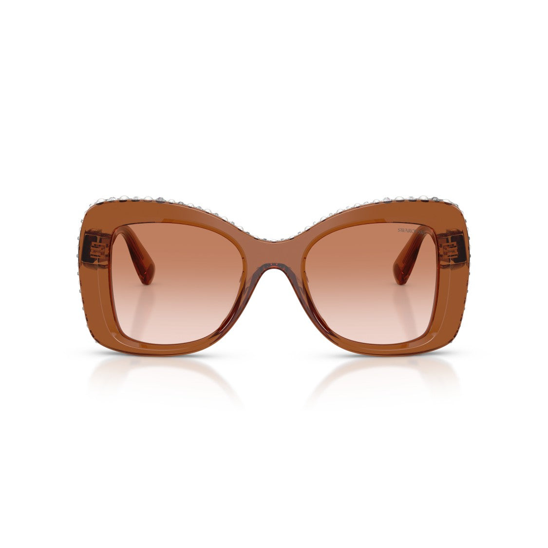 Swarovski 0Sk6062u Translucent Brown Acetate Sunglasses With Crystal Accents