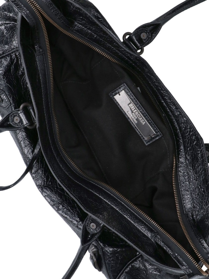 Balenciaga Elongated Handbag With Glossy Finish And Dual Handles