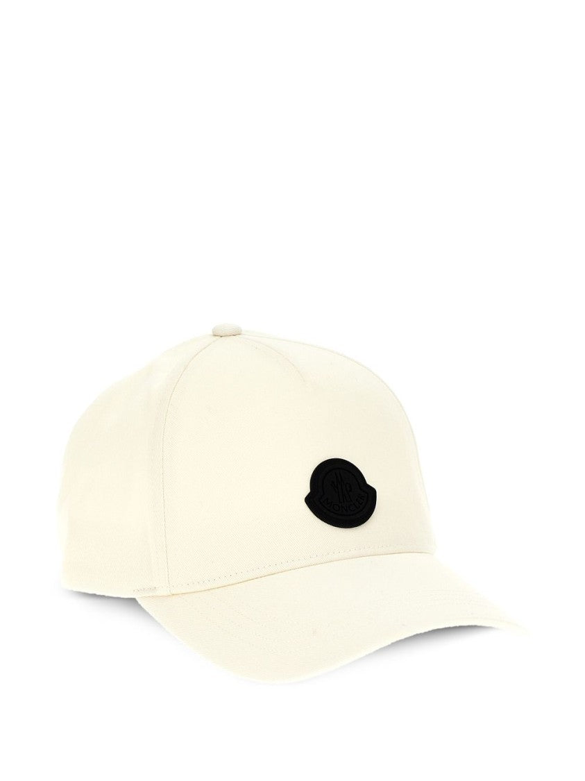 Moncler Classic White Cap With Logo Patch And Adjustable Strap
