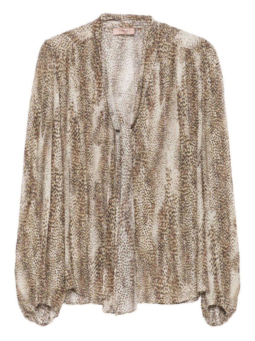 Twin-Set Flowing Blouse With Delicate Animal Print