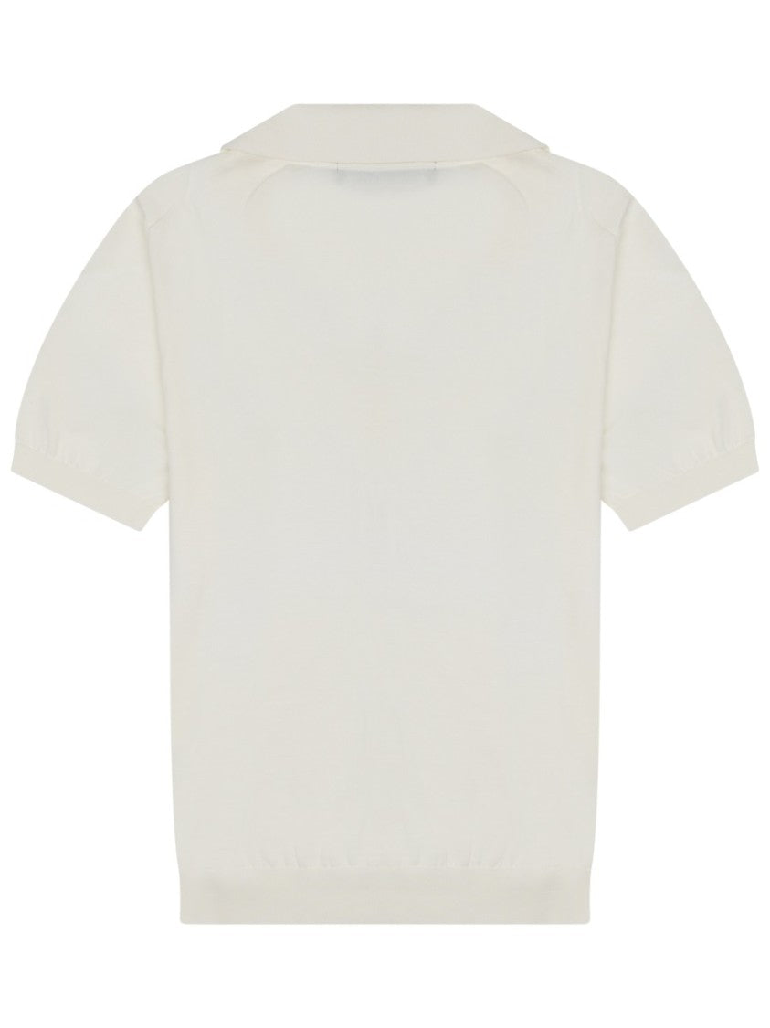 Drumohr Minimalist White Polo With Classic Collar