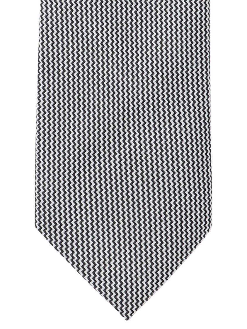 Tom Ford Adjustable Black Silk Tie With Houndstooth Pattern