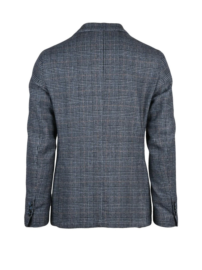 L.B.M. 1911 Rounded Textured Jacket With Checkered Pattern