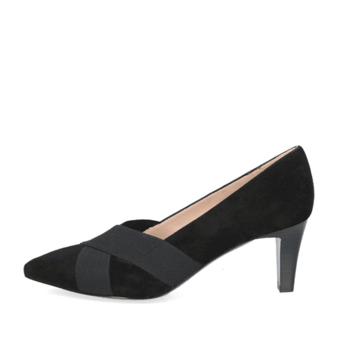 Peter Kaiser Black Pointed Toe Subtle Strap Detail Leather Dress Pumps