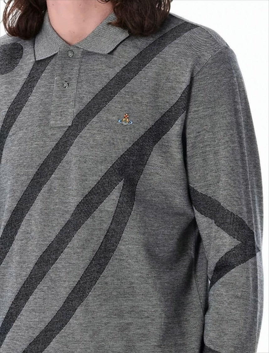 Vivienne Westwood Long-Sleeved Polo Shirt With Abstract Patterns