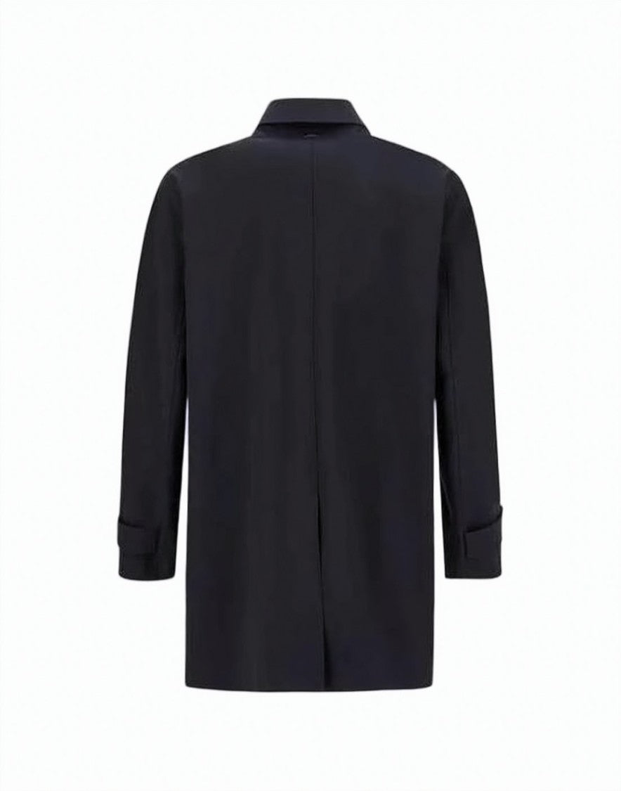 Herno Minimalist Black Jacket With Concealed Button Placket
