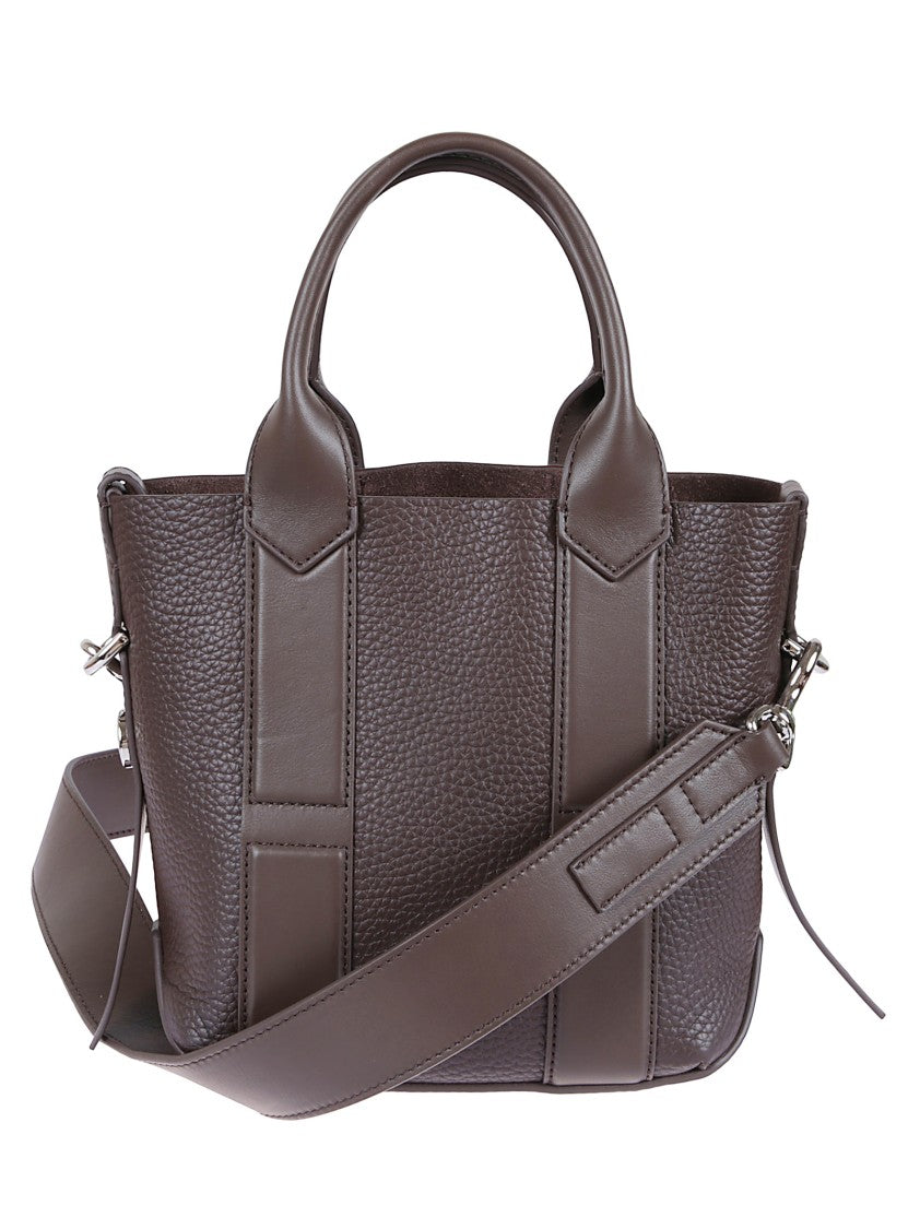 Hogan Compact Hammered Leather Handbag With Smooth Accents
