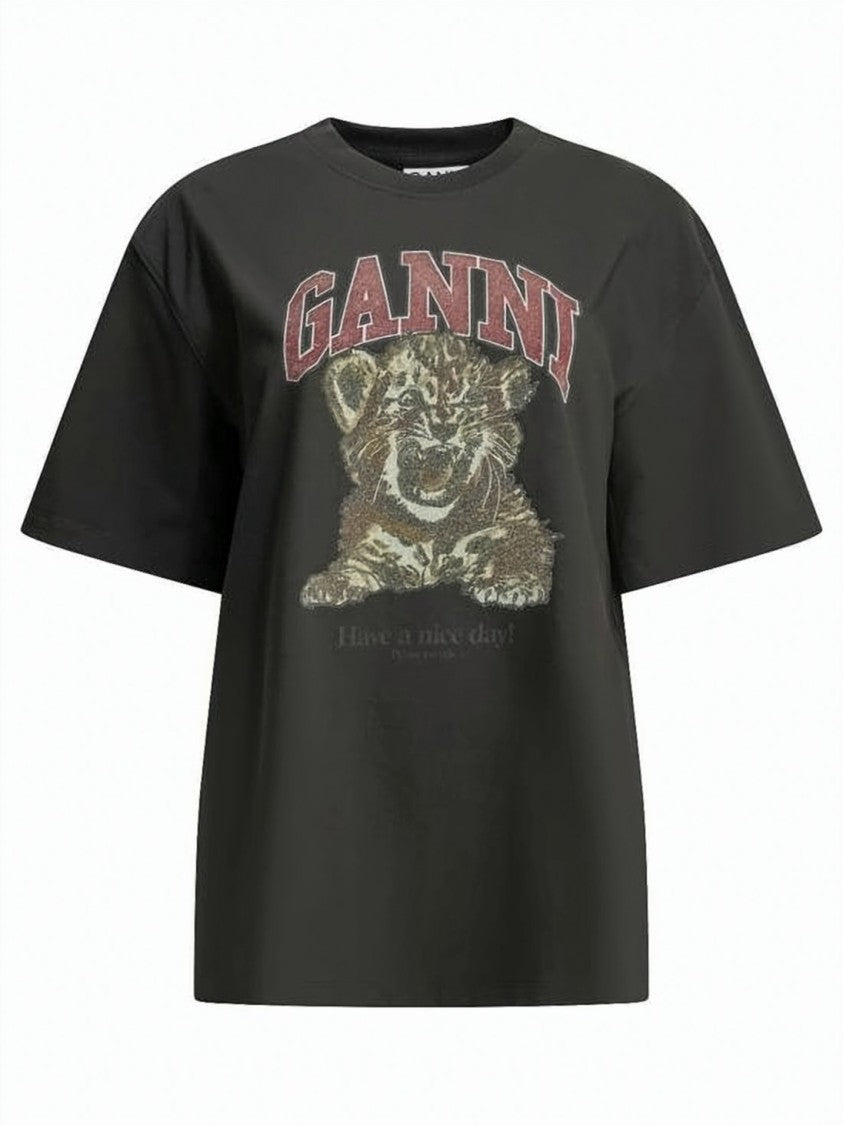 Ganni Vintage Graphic Print T-Shirt With Relaxed Fit