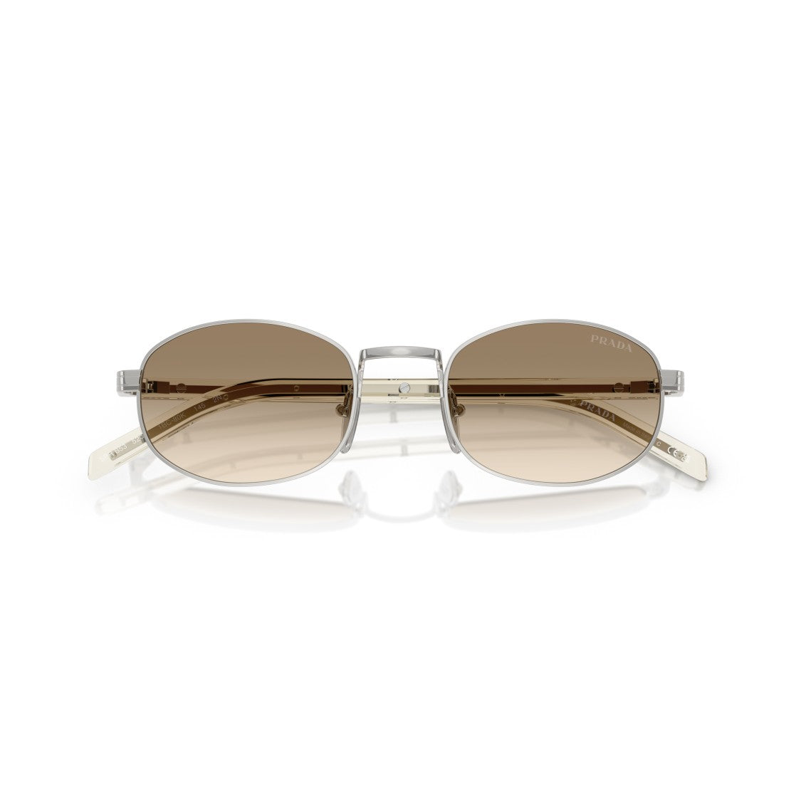 Prada 0Pr B53s Oval-Frame Silver Sunglasses