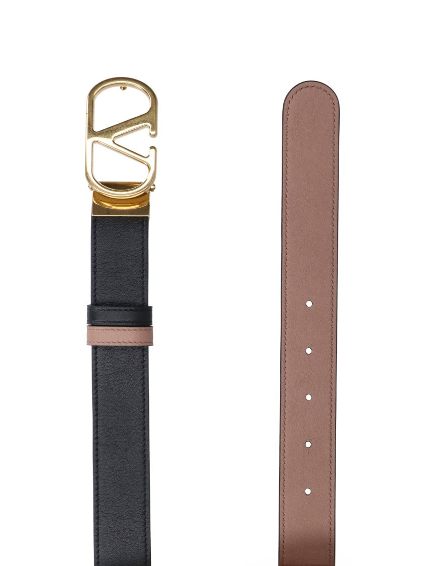 Valentino Garavani Black Reversible Vlogo Signature Calfskin Belt
