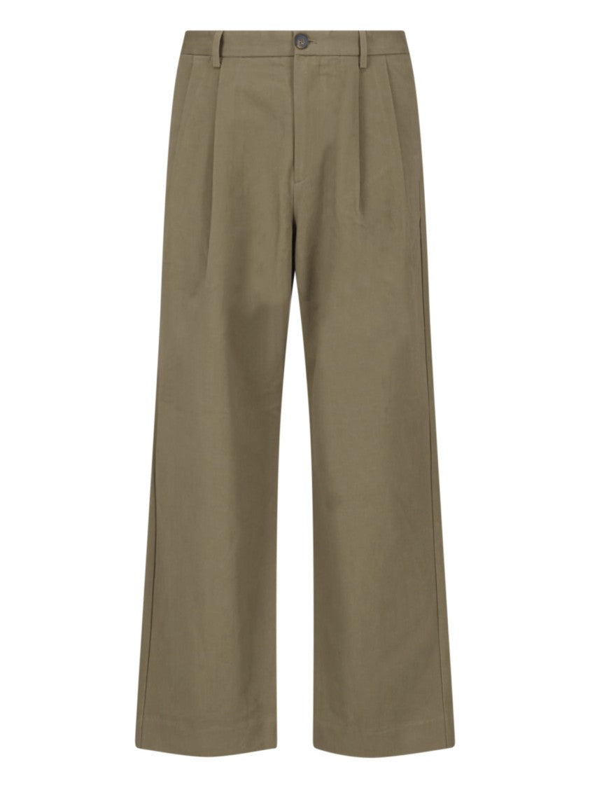 Paul Smith Green Tailored Cotton Straight-Leg Pants