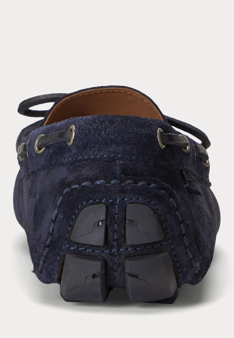 Polo Ralph Lauren Moccasin-Style Blue Suede Loafers With Bow And Tassels