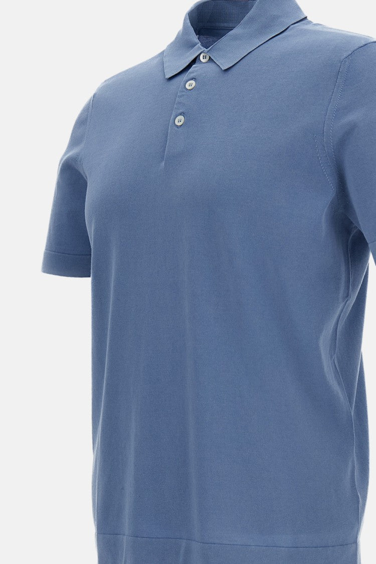 Drumohr Light Blue Cotton Polo Shirt