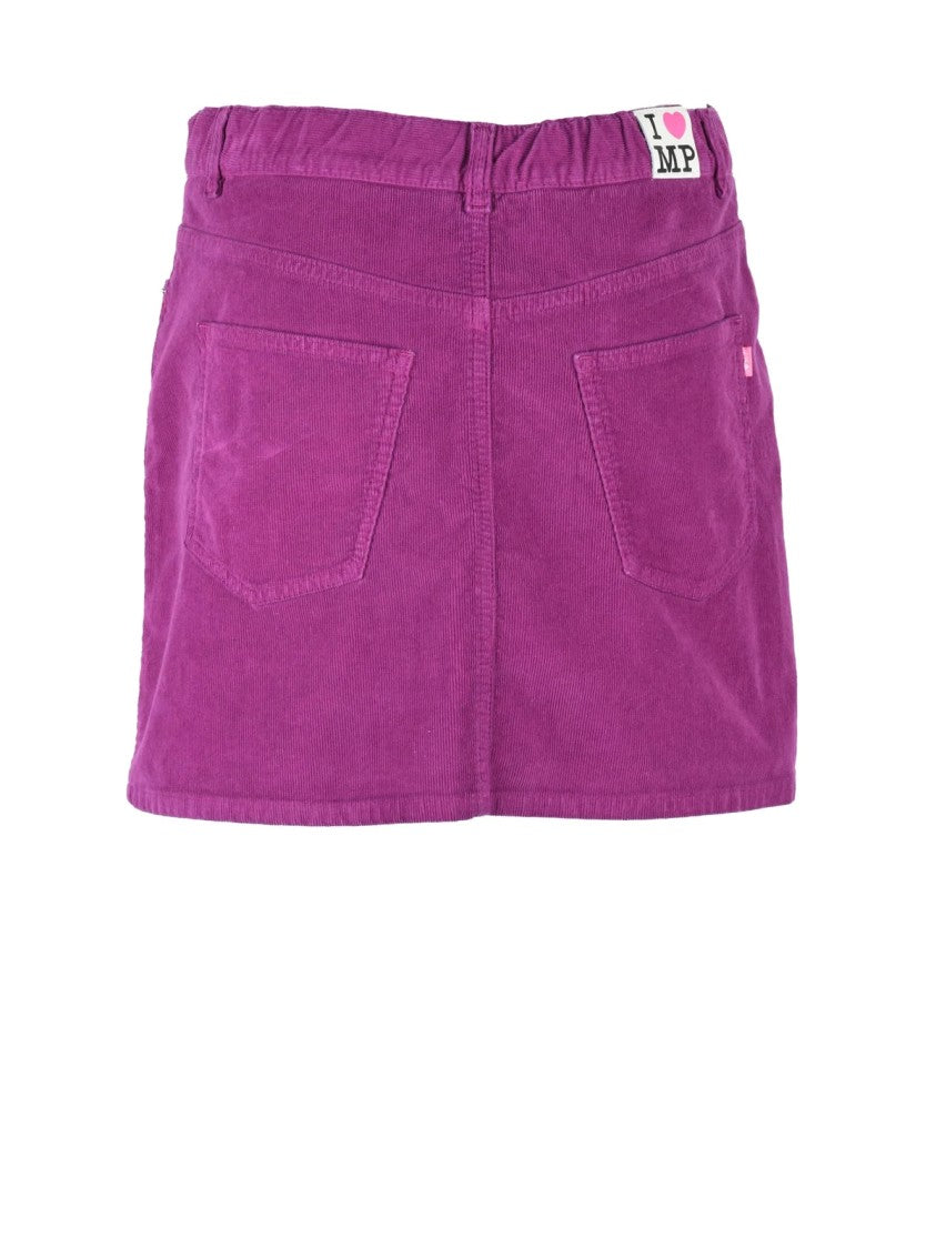 I Love Mp Purple Cotton Velvet Elastane Women's Mini Skirt