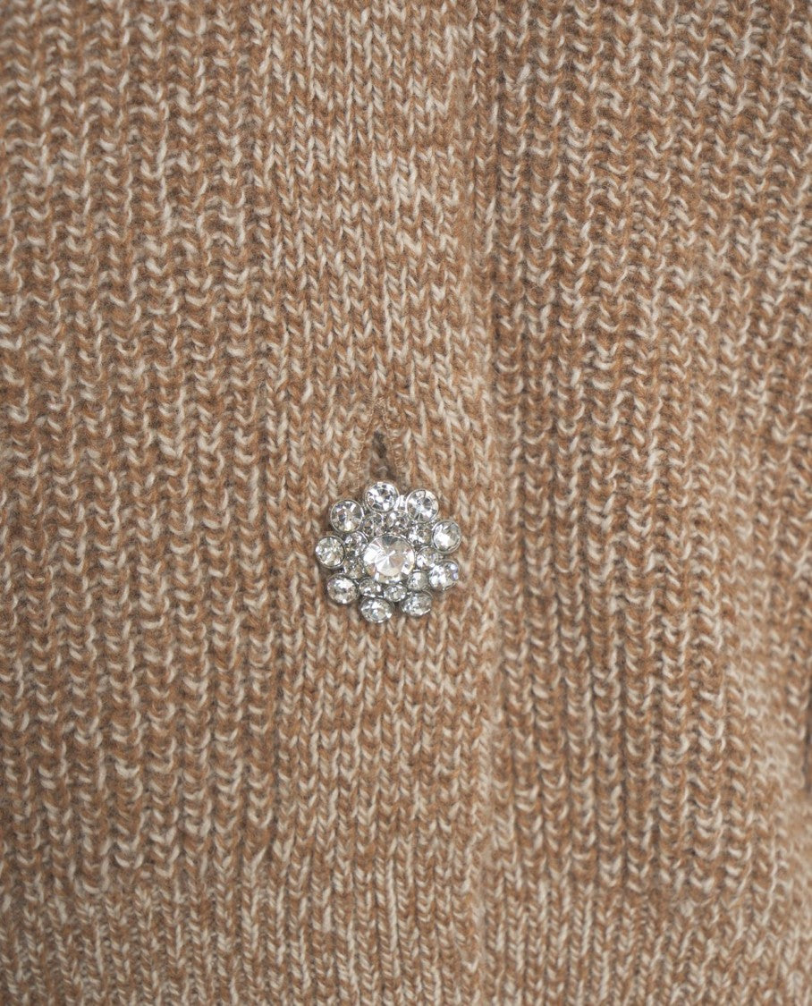 Liu Jo Cropped Beige Cardigan With Decorative Buttons