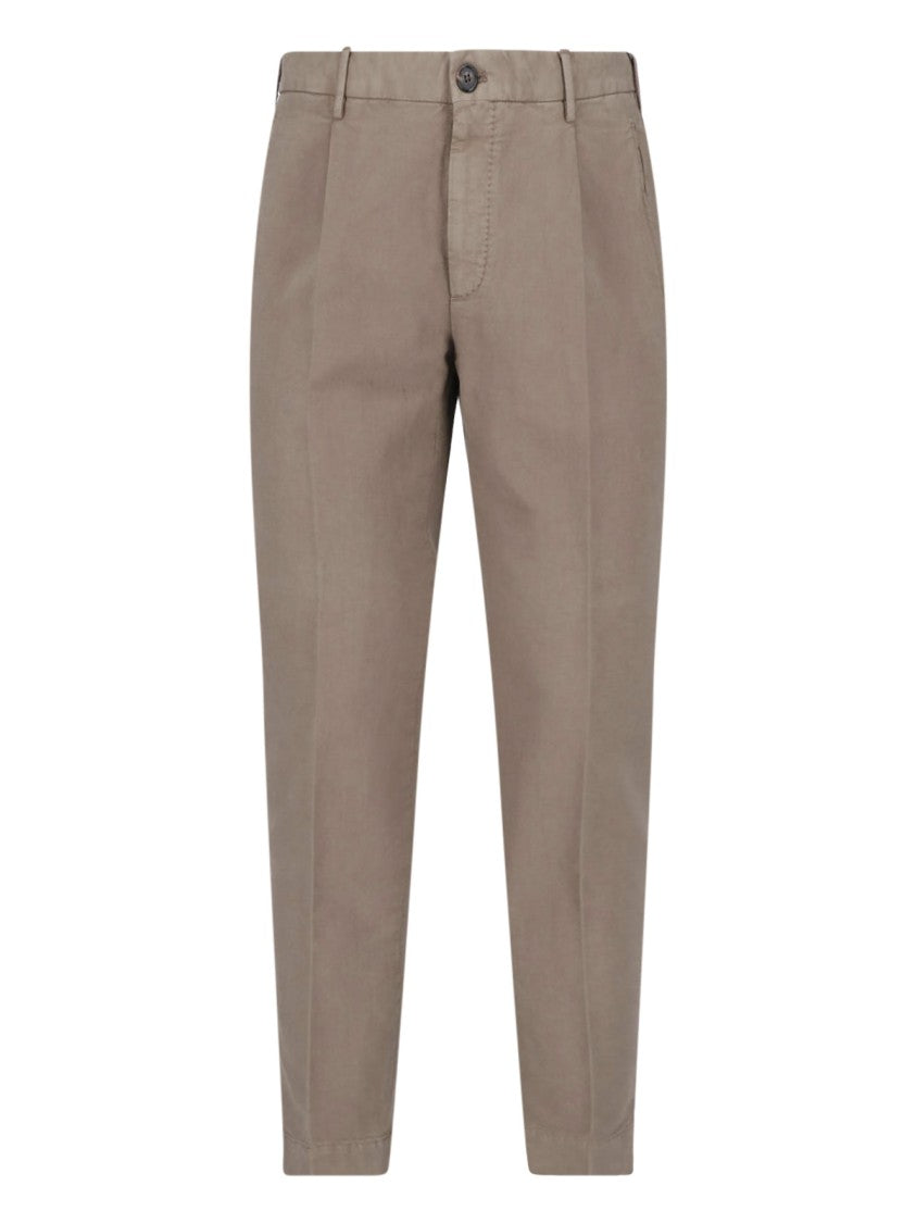 Incotex Taupe Cotton Straight-Leg Pants