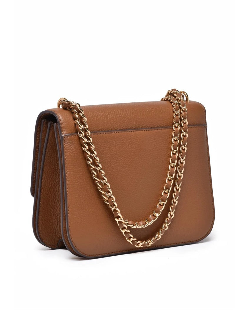 Tory Burch Medium Calfskin Leather Shoulder Bag With Chain Strap And Magnetic Closure