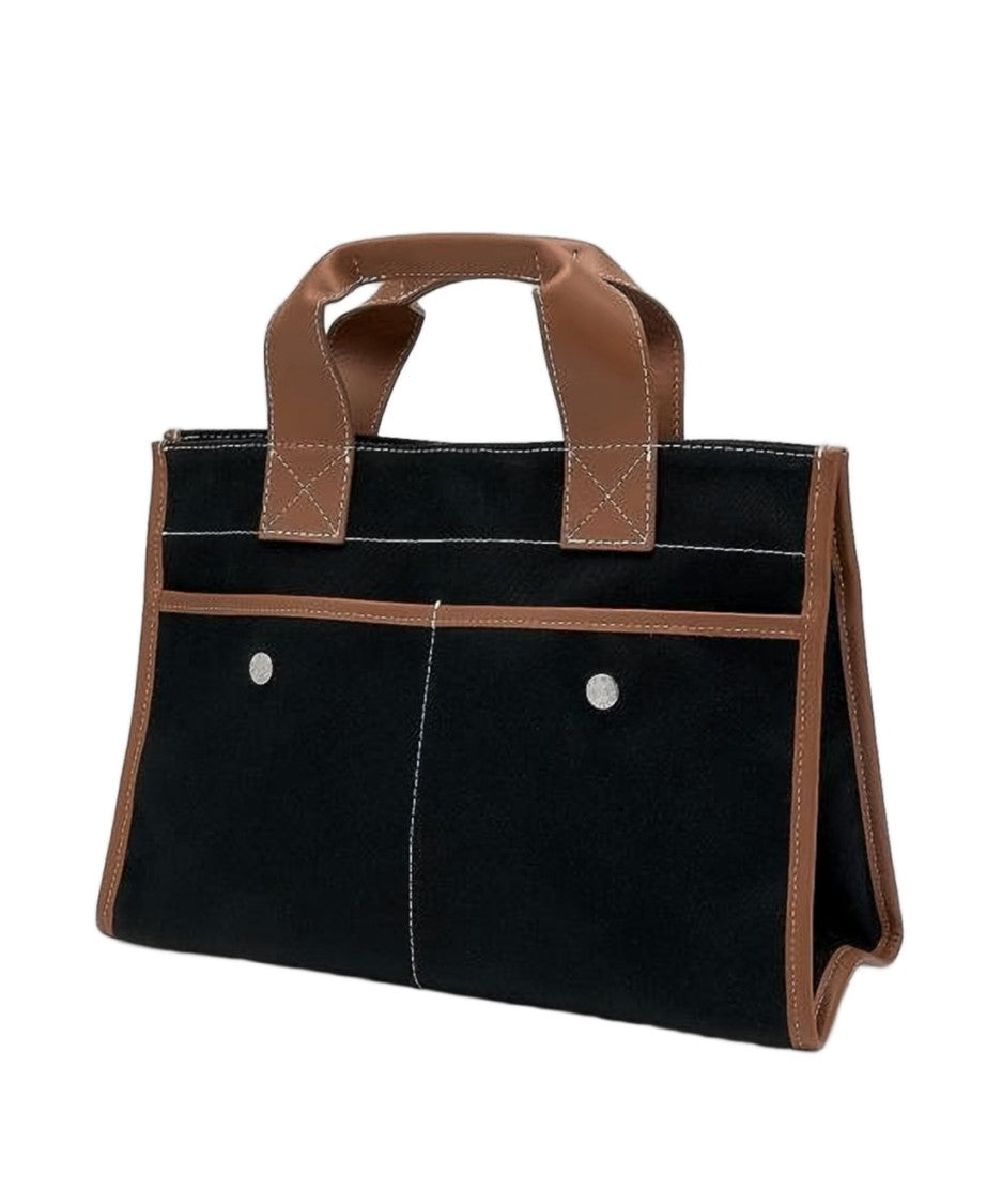 Rue De Verneuil Structured Black Cotton Tote Bag