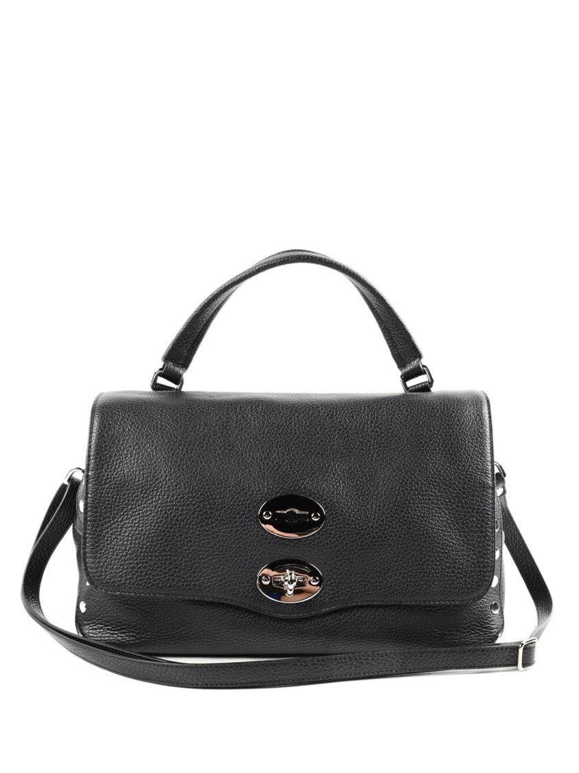 Zanellato Structured Leather Flap Shoulder Bag With Metallic Accents