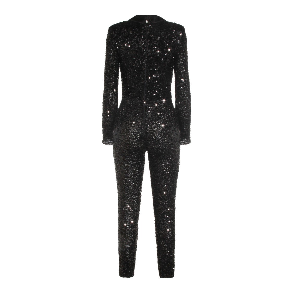 Elisabetta Franchi Sequined Black Jumpsuit With Deep V Neckline