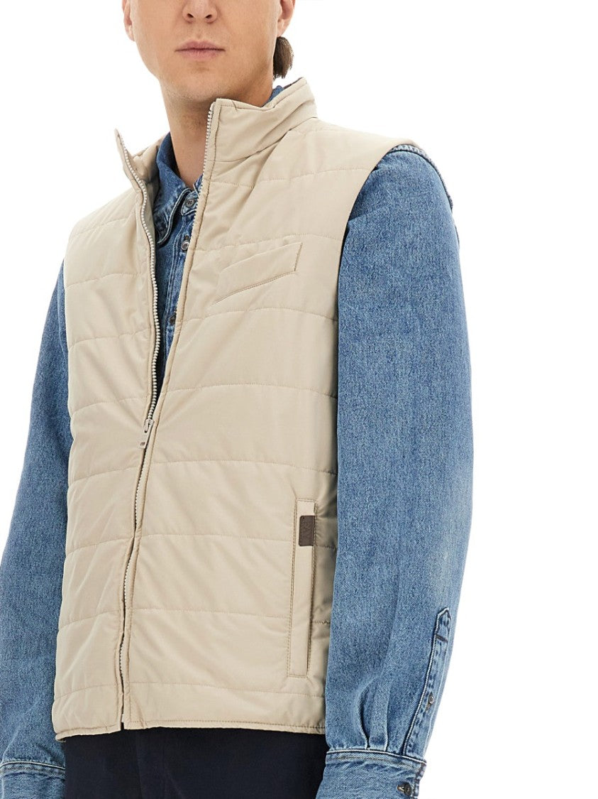 Fay Quilted Vest With High Collar And Padded Texture
