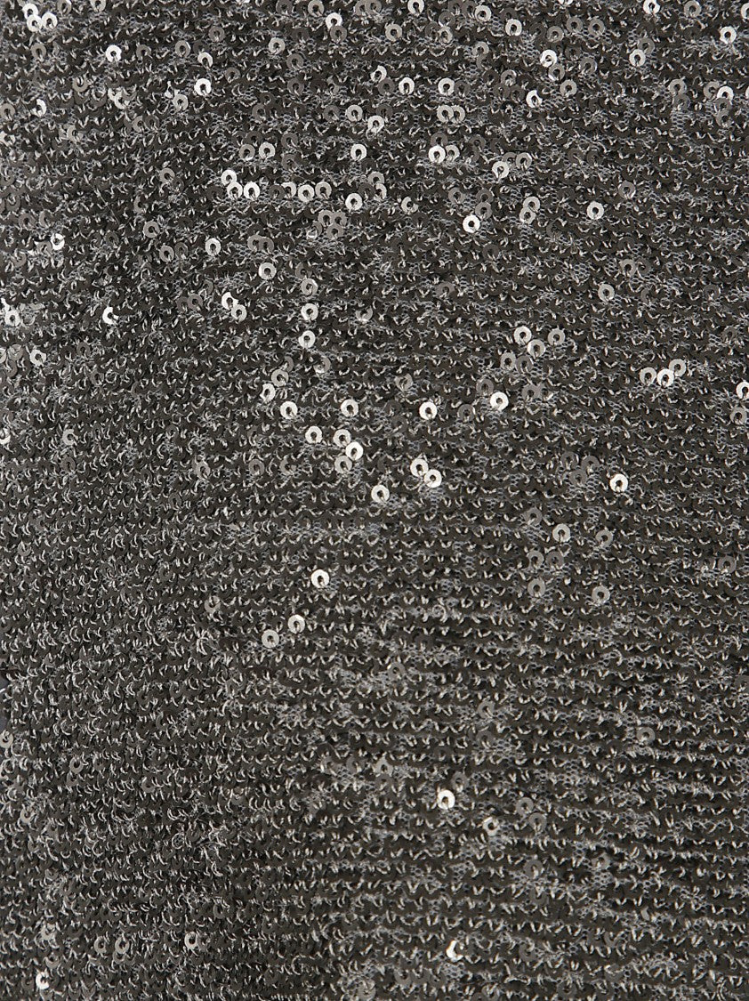 Herno Sequined Tulle Top With Boat Neck And Adjustable Drawstrings