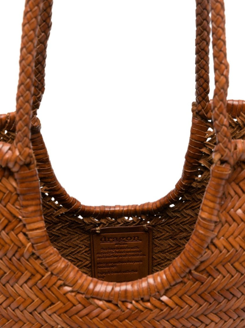 Dragon Diffusion Woven Texture Brown Calf Leather Shopper Bag