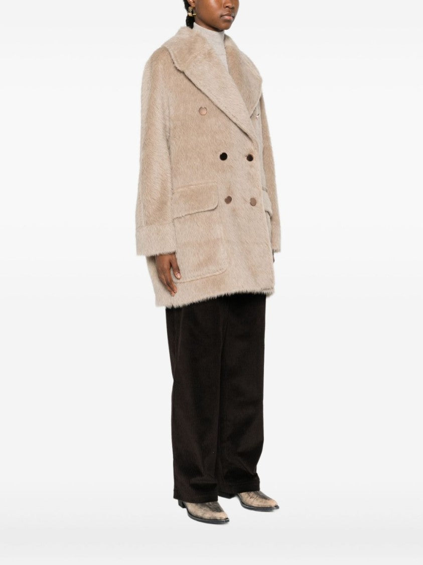 Tagliatore Double-Breasted Alpaca-Wool Blend Coat With Wide Lapels