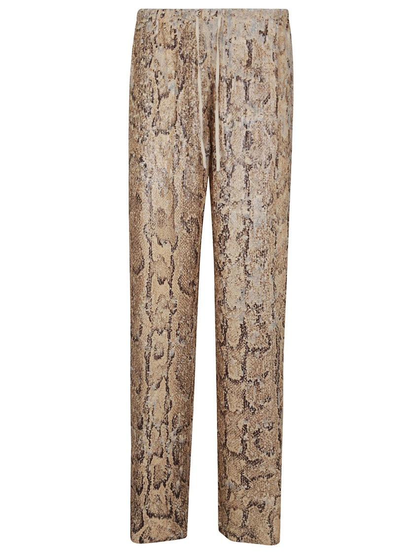 Dries Van Noten Snake Print Relaxed Fit Pants With Intricate Textures