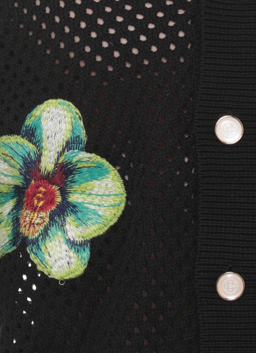 Casablanca Black Glitch Orchid Cotton Shirt