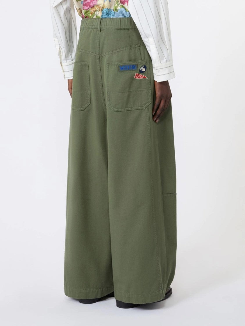 Weekend High-Waisted Olive Green Cropped Pants With Front Pleats And Relaxed Fit