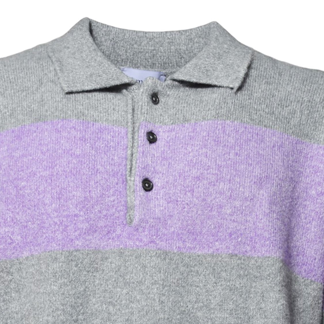 Amish Purple And Gray Striped Viscose Polo Sweater