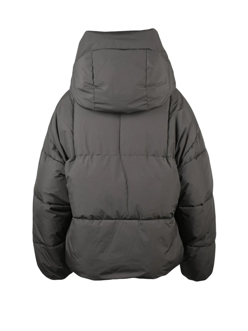 Embassy Of Bricks And Logs Olive Green Zonza Puffer Jacket With Removable Hood And Boxy Silhouette