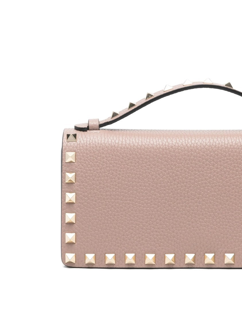Valentino Rockstud Pyramid Textured Leather Wallet