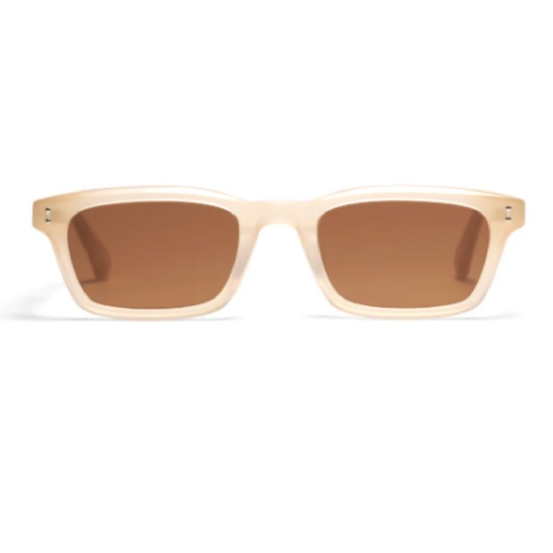 Peter And May Self Exotic Rectangular Frame Sunglasses In Sand Brown Acetate