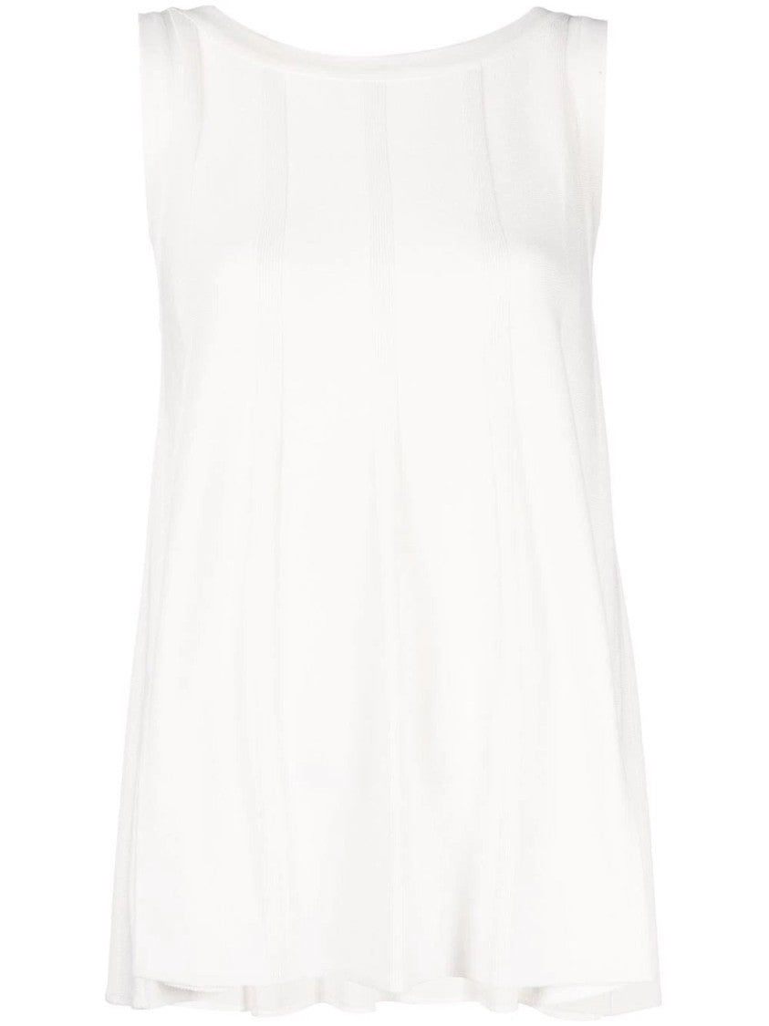 Malo Sleeveless Blouse With Flared Rib Detailing