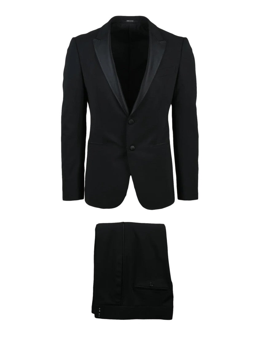 Emporio Armani Black Virgin Wool-Blend Tuxedo Suit