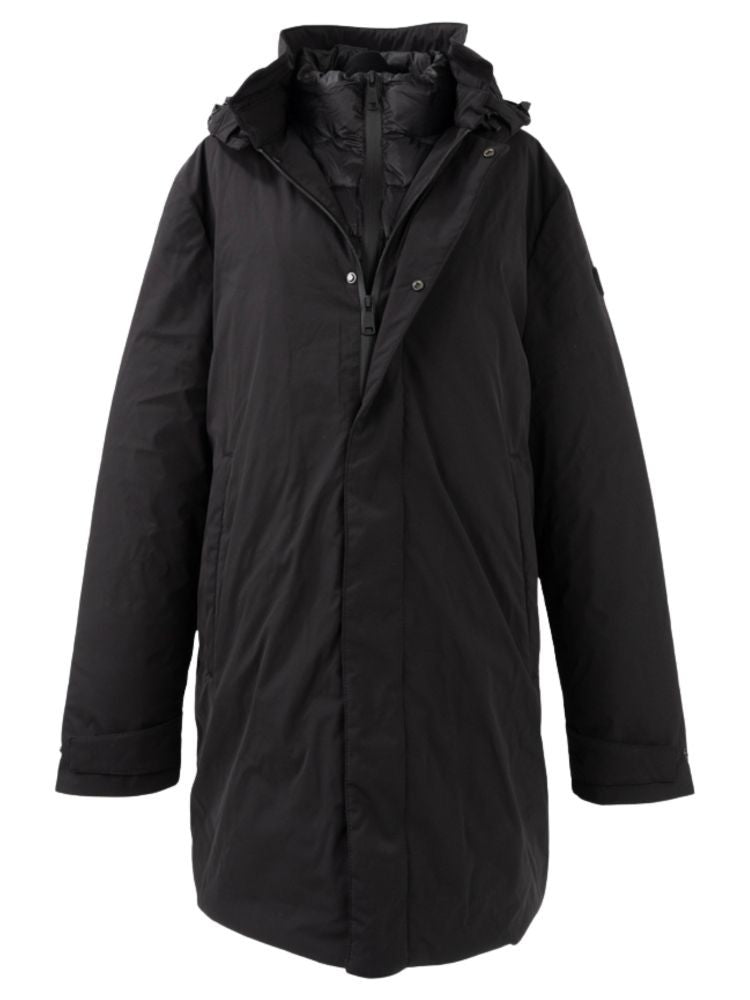 Sergio Moretti Minimalist Black Jacket With Concealed Closure And Adjustable Cuffs