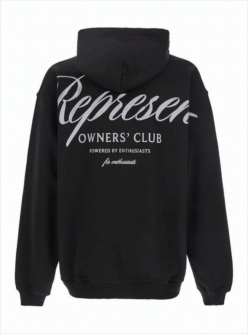 Represent Classic Black Hoodie With Script Logos