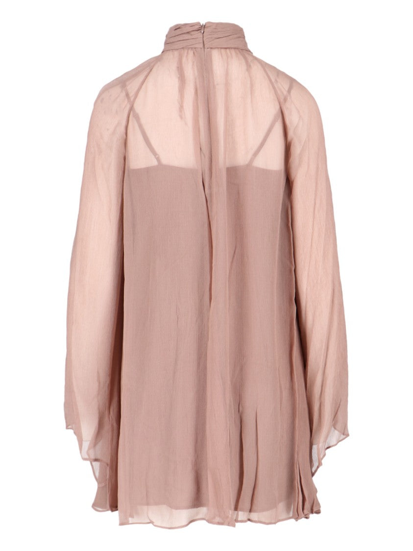 Staud Asymmetrical Mini Chiffon Dress With Front Cut-Out