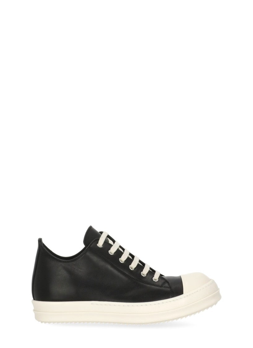 Rick Owens Black White Round Tip Sneakers